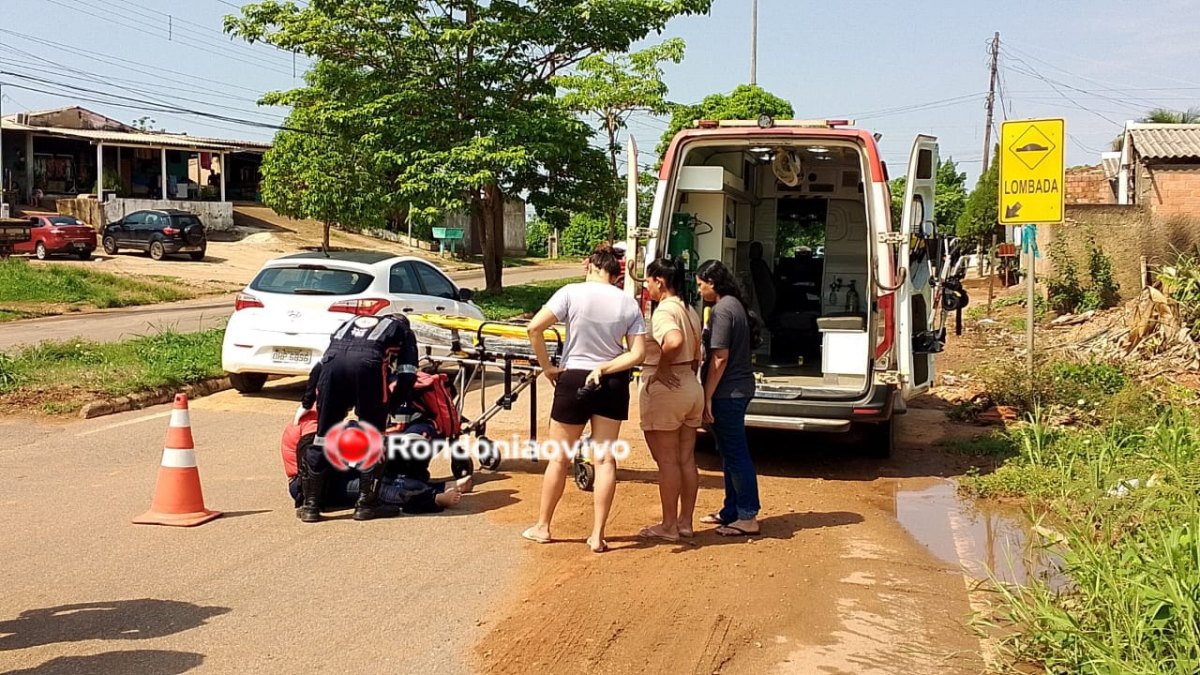 QUEDA DE MOTO: Acidente deixa duas mulheres feridas em ladeira na região Central 