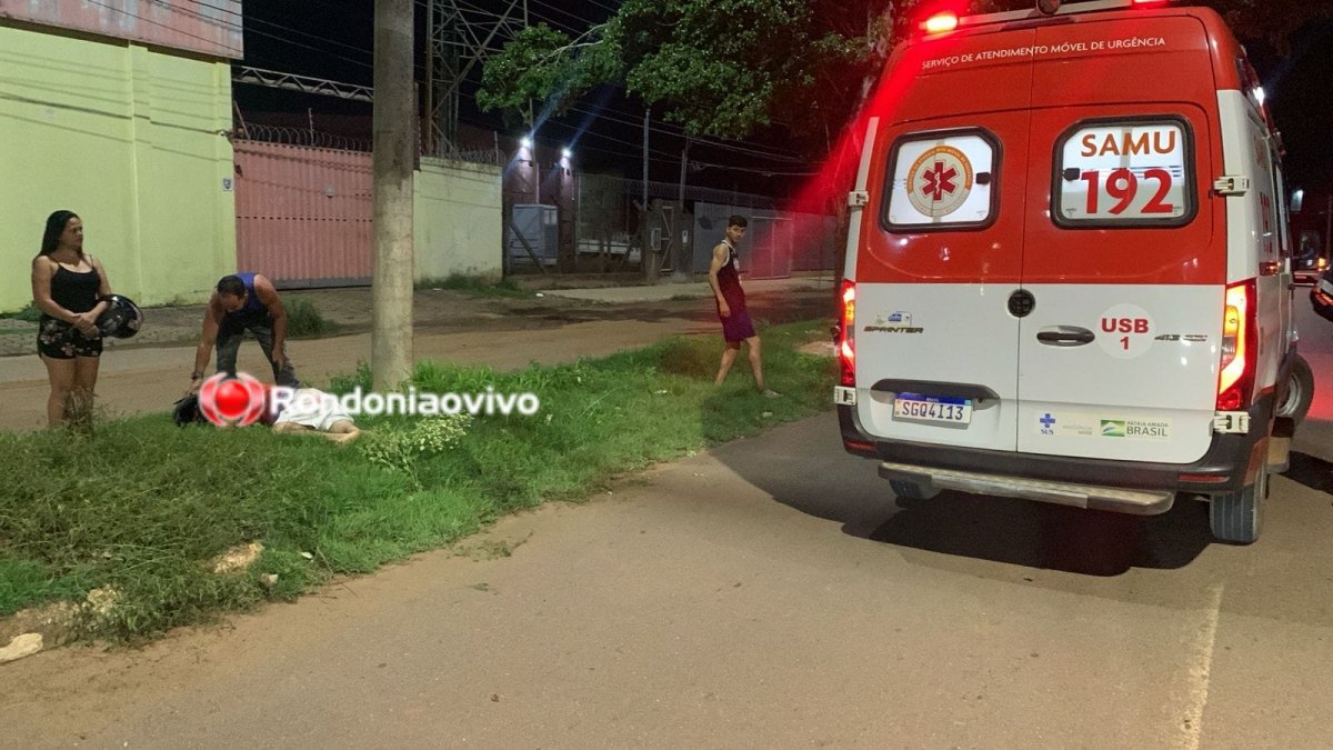 RUA DA BEIRA: Motociclista fica em estado grave após bater contra poste 