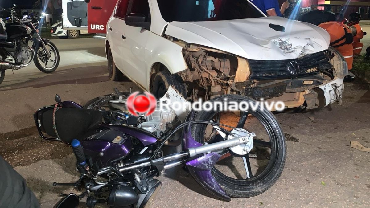 MOTORISTA PRESO: Grave colisão frontal deixa motoboy de delivery ferido na Mamoré 