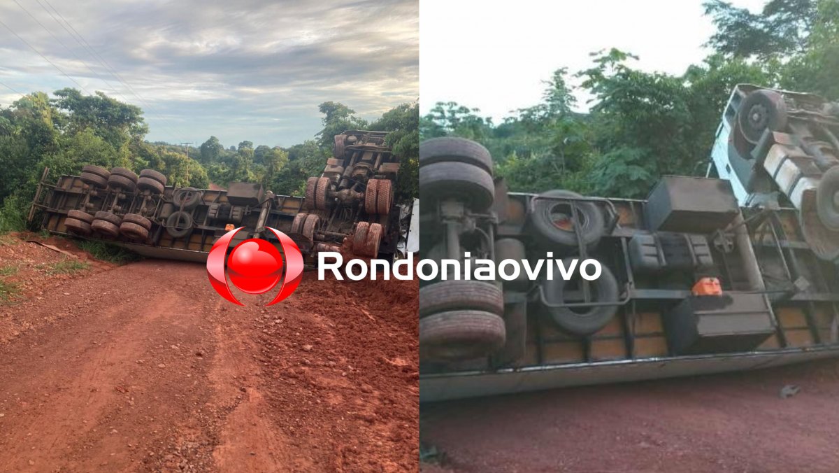  VOLTOU DE RÉ: Caminhão tomba e deixa motorista ferido na Estrada da Areia Branca 