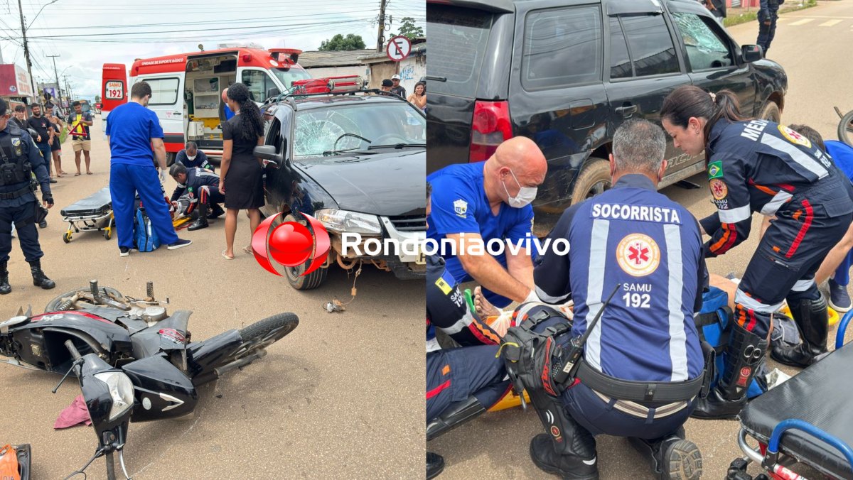 CARRO E MOTO: Idoso fica em estado gravíssimo após atropelamento