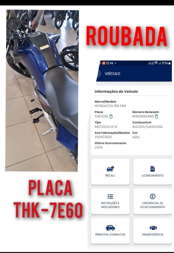 DENUNCIE: Motocicleta é furtada na frente de residência na zona Sul 