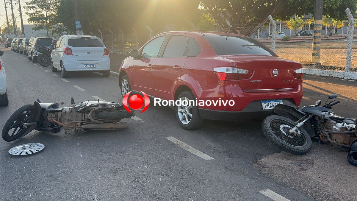 NA TIRADENTES: Motociclista fica com graves ferimentos no rosto após acidente com quatro veículos 