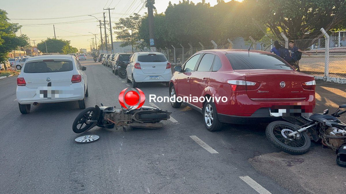 NA TIRADENTES: Motociclista fica com graves ferimentos no rosto após acidente com quatro veículos 