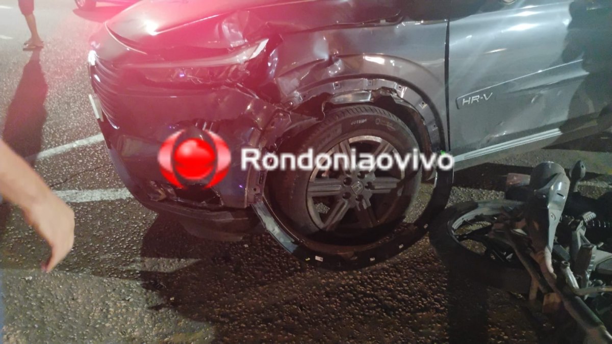 CARRO AVANÇOU: Motociclista é vítima de grave acidente na Avenida Calama 