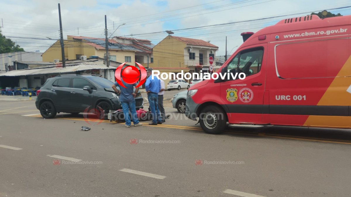 IMPRUDÊNCIA: Moto aplicativo é atropelado por carro Tracker dirigido por mulher no Centro 