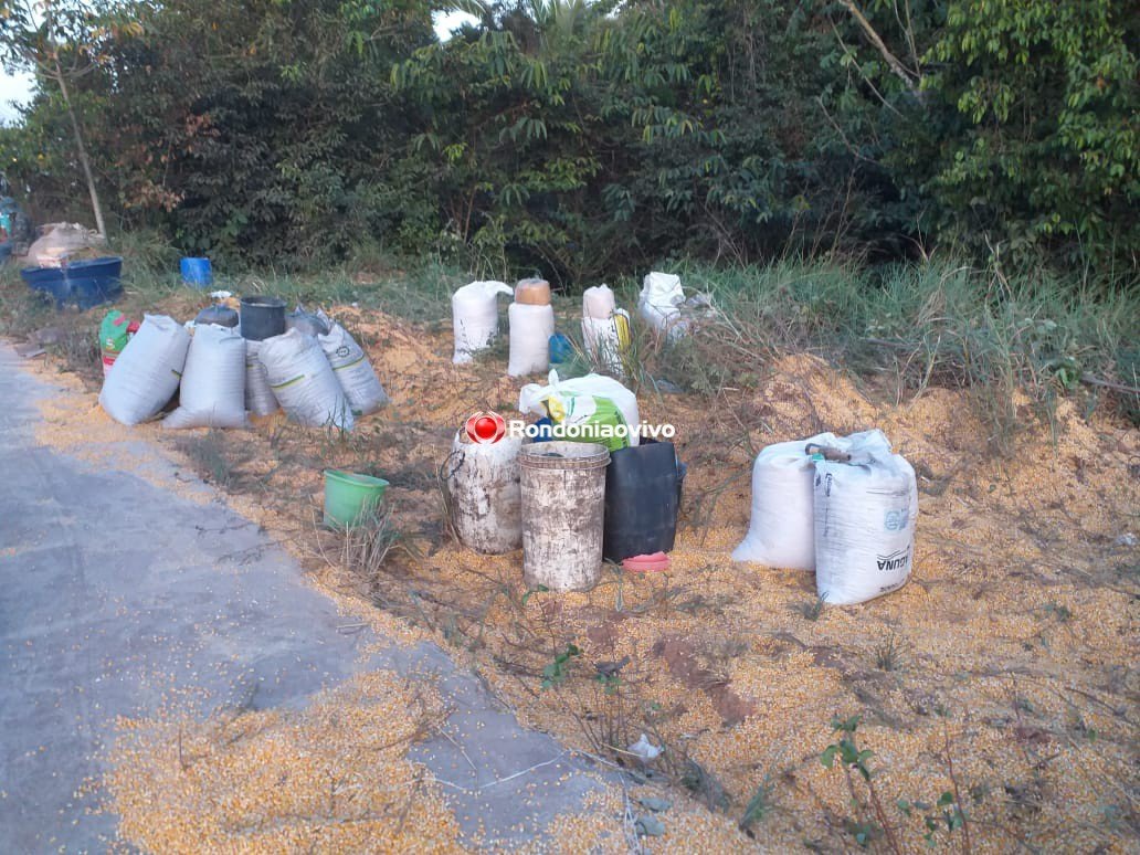ACIDENTE: População saqueia carga de carreta que tombou na Estrada da Penal