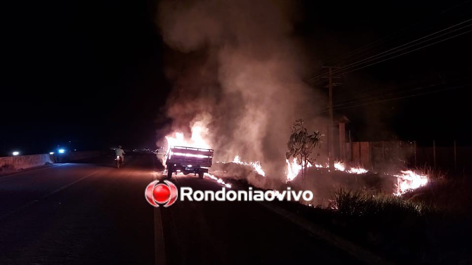 DESTRUIÇÃO: Caminhão pega fogo próximo ao posto de fiscalização da PRF na BR-364