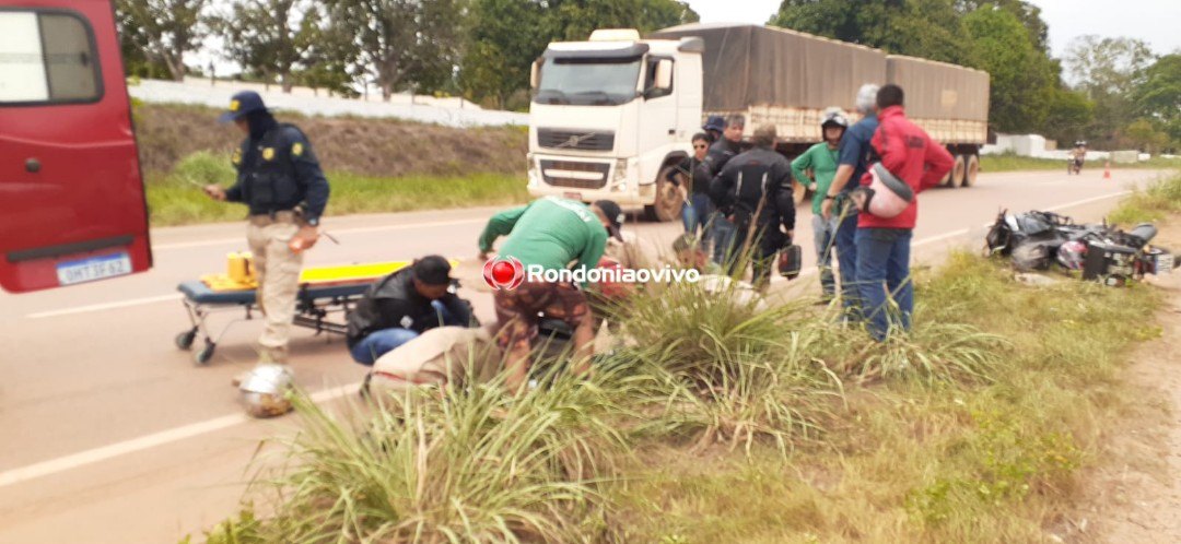 GRAVÍSSIMO: Acidente com moto de alta cilindrada deixa duas pessoas feridas na BR-364