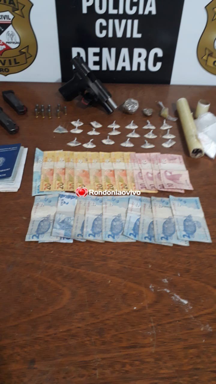DE NOVO: Denarc prende traficante com pistola e várias porções de drogas