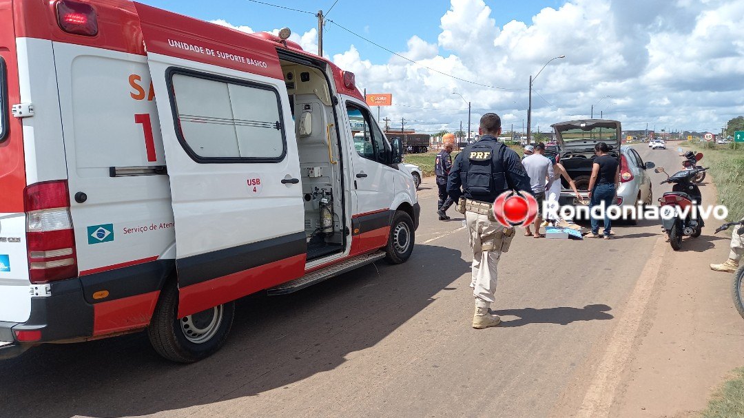 VÍDEO: Mulher em motocicleta é arrastada por carro na BR-364