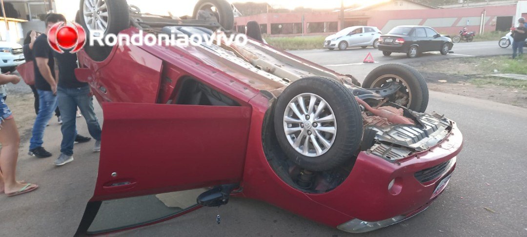 CAPOTAMENTO: Motorista avança cruzamento e causa grave batida