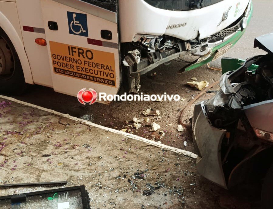FRONTAL Motorista invade contramão e bate de frente com ônibus do IFRO