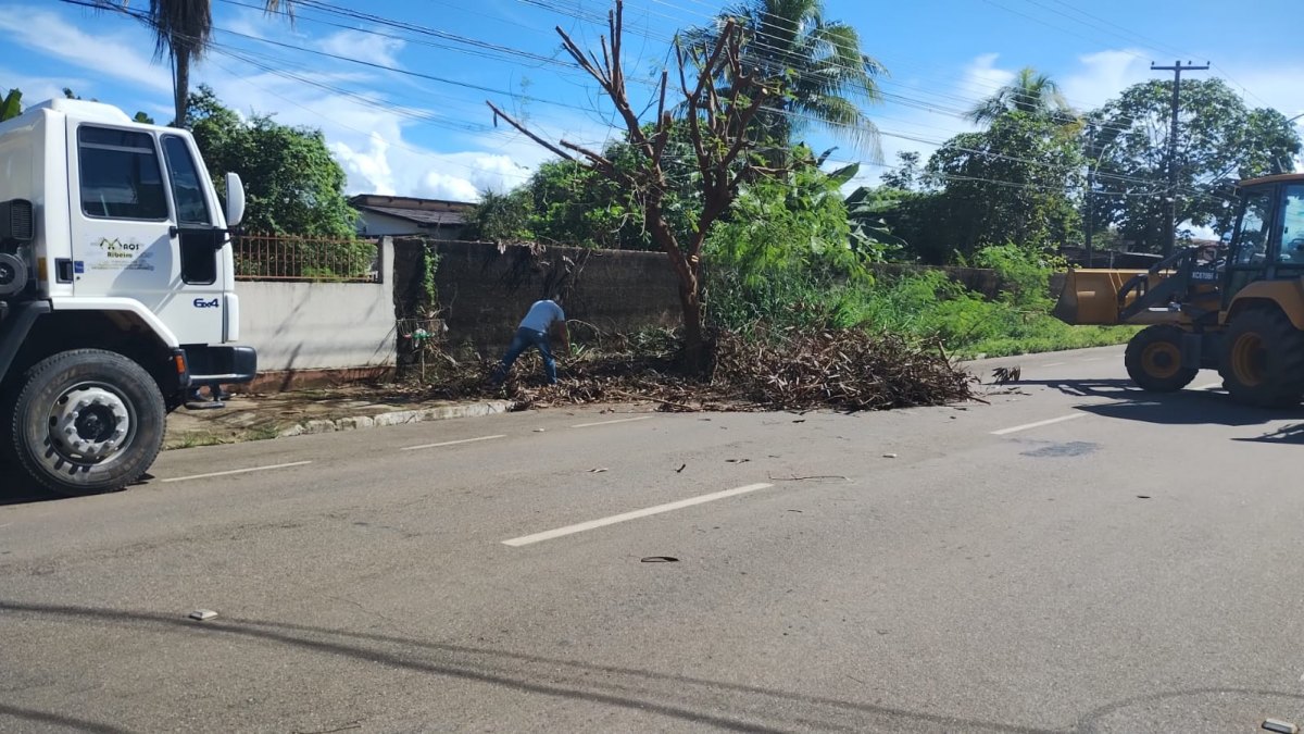 ZELADORIA: Árvores são podadas e empresa deixa entulho no Centro de Porto Velho