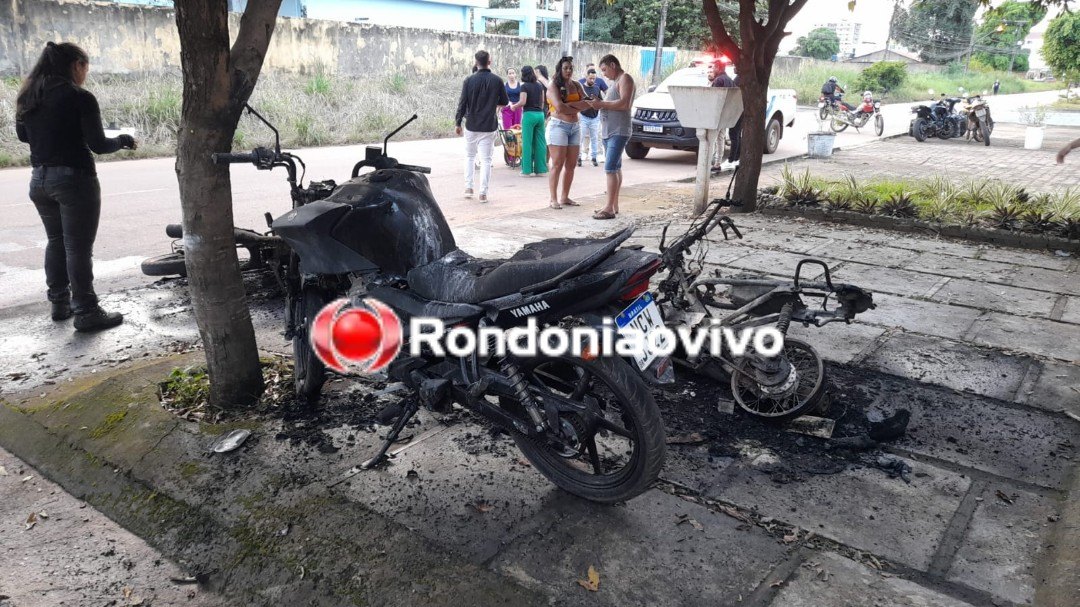 DESTRUIÇÃO: Três motocicletas são incendiadas de forma criminosa na frente de empresa 