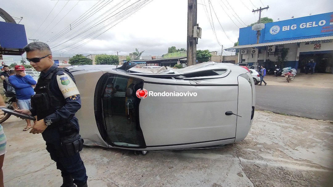 CAPOTAMENTO: Motorista de aplicativo avança cruzamento e causa grave acidente