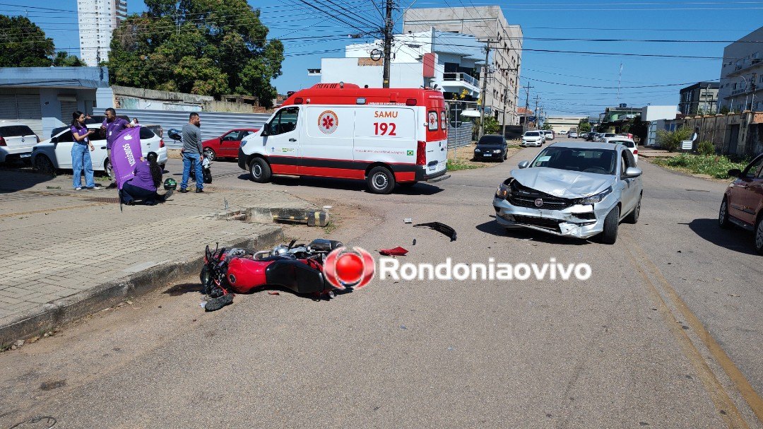 VÍDEO: Motorista de Cronos avança cruzamento e atropela motociclista 
