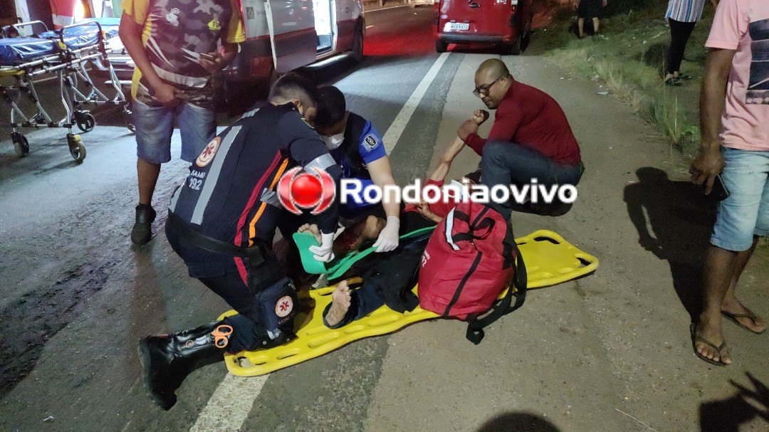 NO VIADUTO: Ciclista tem perna dilacerada em grave atropelamento na BR-364
