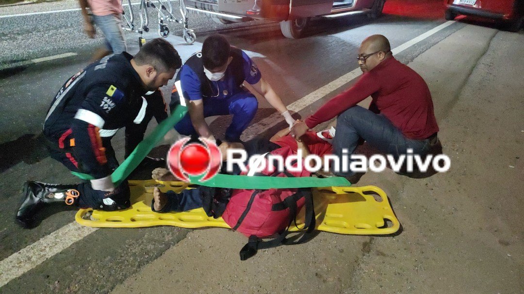 NO VIADUTO: Ciclista tem perna dilacerada em grave atropelamento na BR-364
