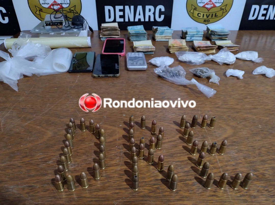 QUARTA VEZ: Denarc prende traficante reincidente com cocaína, munições e R$ 55 mil 