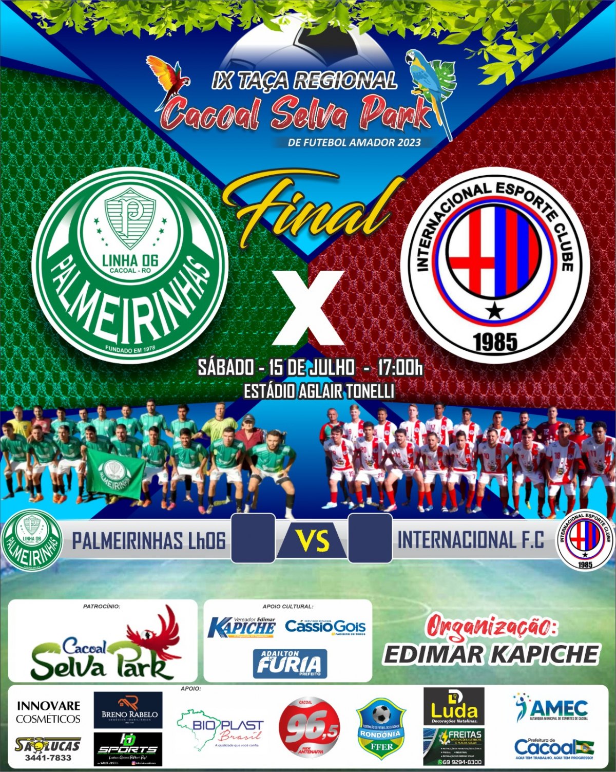 FUTEBOL AMADOR: Final da Taça Cacoal Selva Park neste sábado (15), no estádio Aglair Tonelli