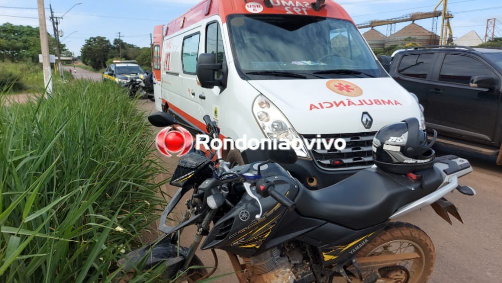 COLISÃO: Acidente na cabeceira da ponte do rio Madeira deixa motociclista ferido 
