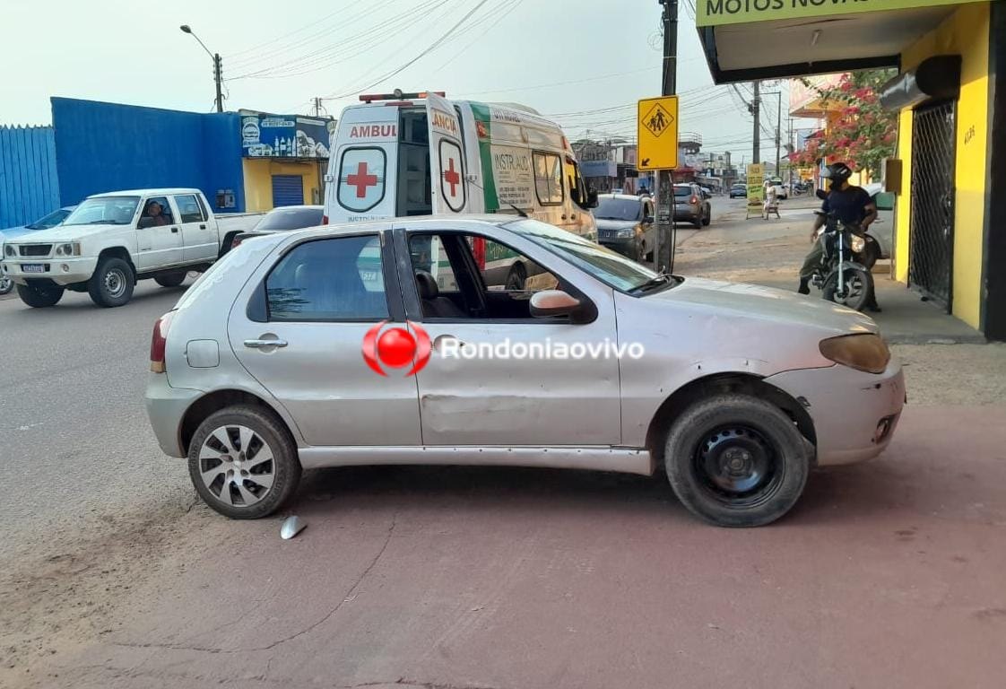 NA CAMPOS SALES: Casal de moto sofre acidente na frente de igreja em Porto Velho 