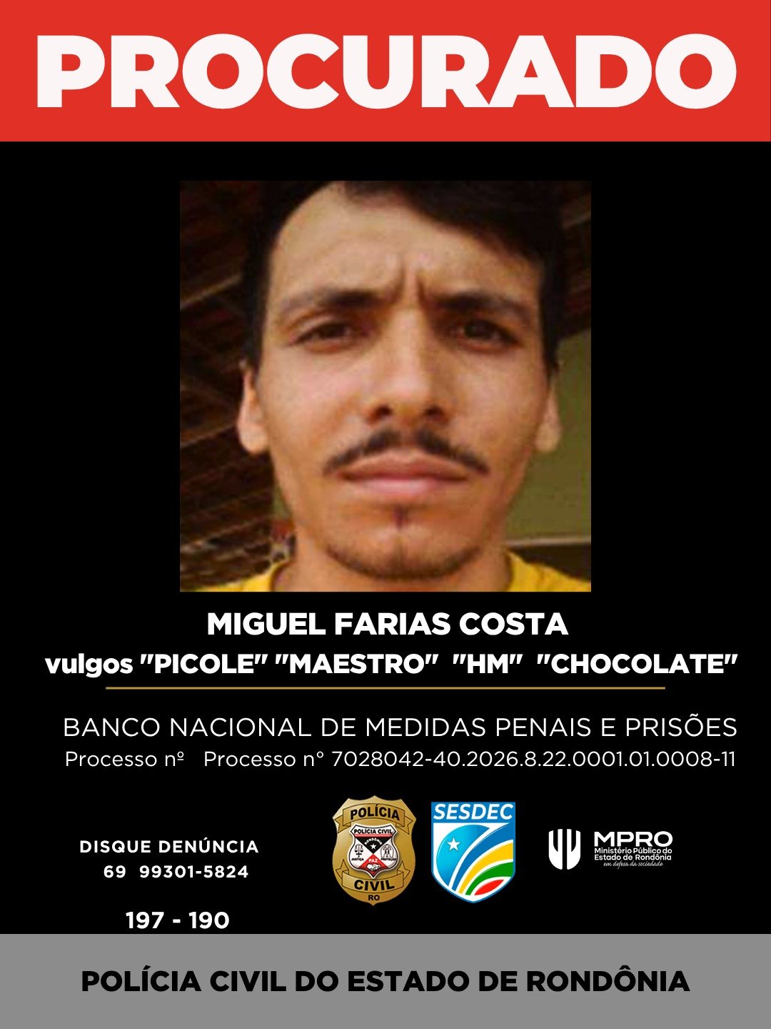 ORGANIZAÇÃO CRIMINOSA: Polícia divulga imagens de foragidos da Operação Audácia