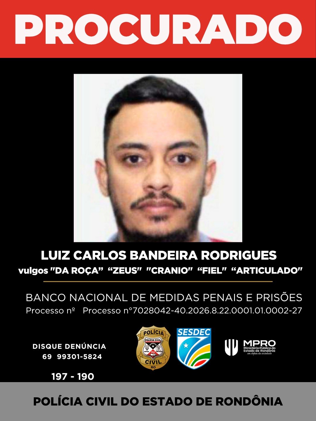 ORGANIZAÇÃO CRIMINOSA: Polícia divulga imagens de foragidos da Operação Audácia
