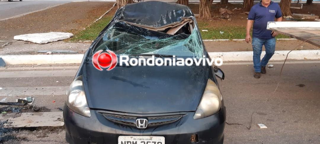 CAPOTAMENTO: Carro dirigido por mulher inabilitada se envolve em grave acidente