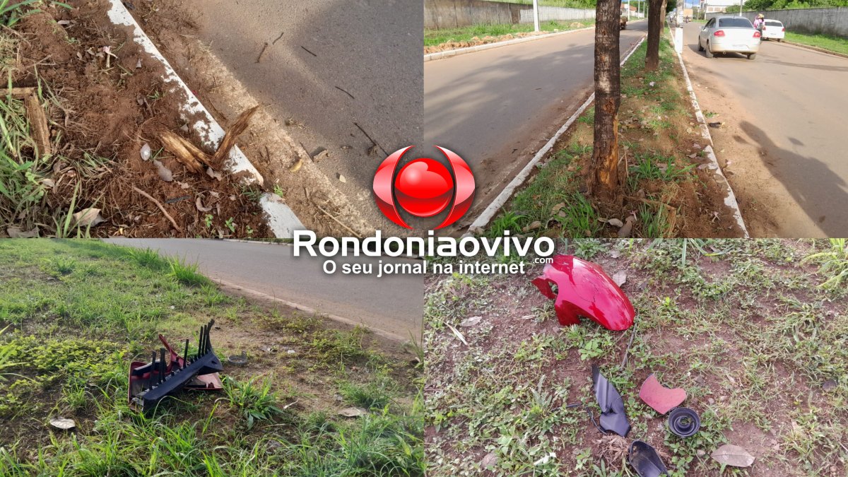 VÍDEO: Empresário fica inconsciente após bater CB1000 contra poste e árvore