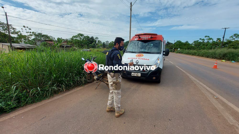 COLISÃO: Acidente na cabeceira da ponte do rio Madeira deixa motociclista ferido 