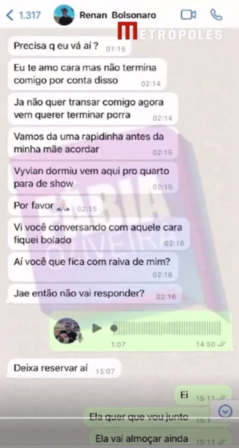 PRINTS: Diego Pupe, suposto affair de Renan Bolsonaro, revela detalhes sobre relacionamento