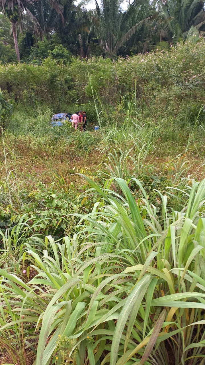 NA RIBANCEIRA: Capotamento de Renault Kwid deixa três pessoas feridas na BR-364