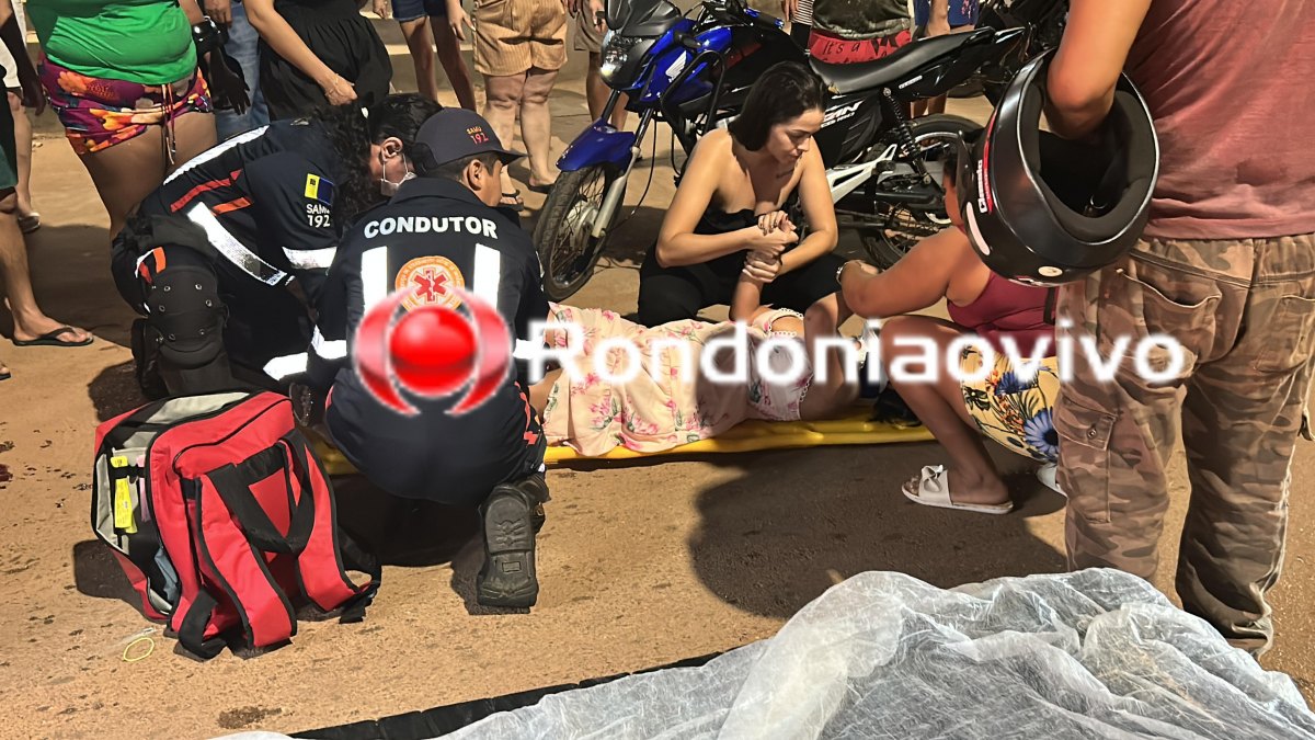 VÍDEO: Mulher sofre fratura exposta na perna após colisão entre motos