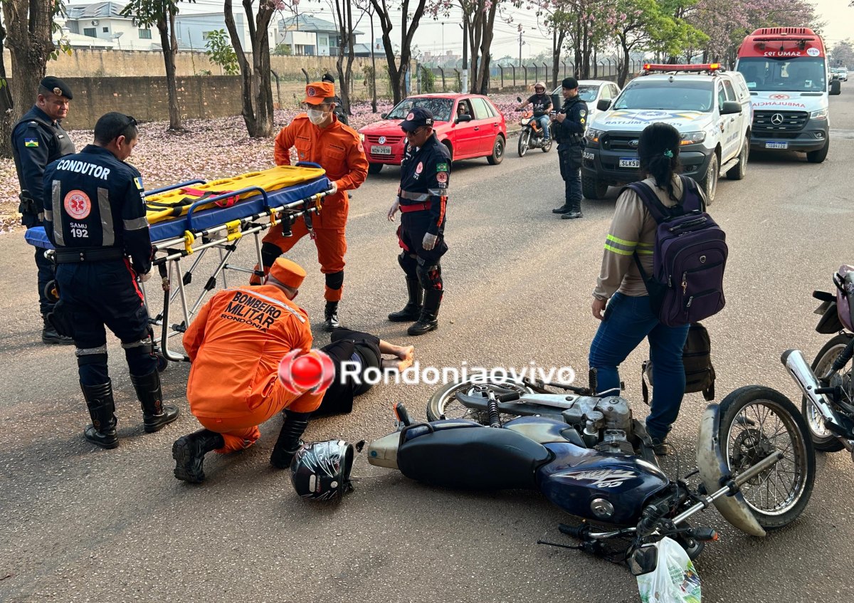 NA IMIGRANTES: Mulher perde controle da direção e sofre grave queda de moto