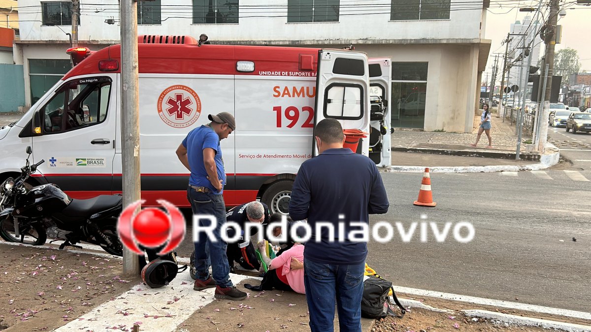 GRAVE: Passageira de moto quebra a perna em acidente na Jorge Teixeira