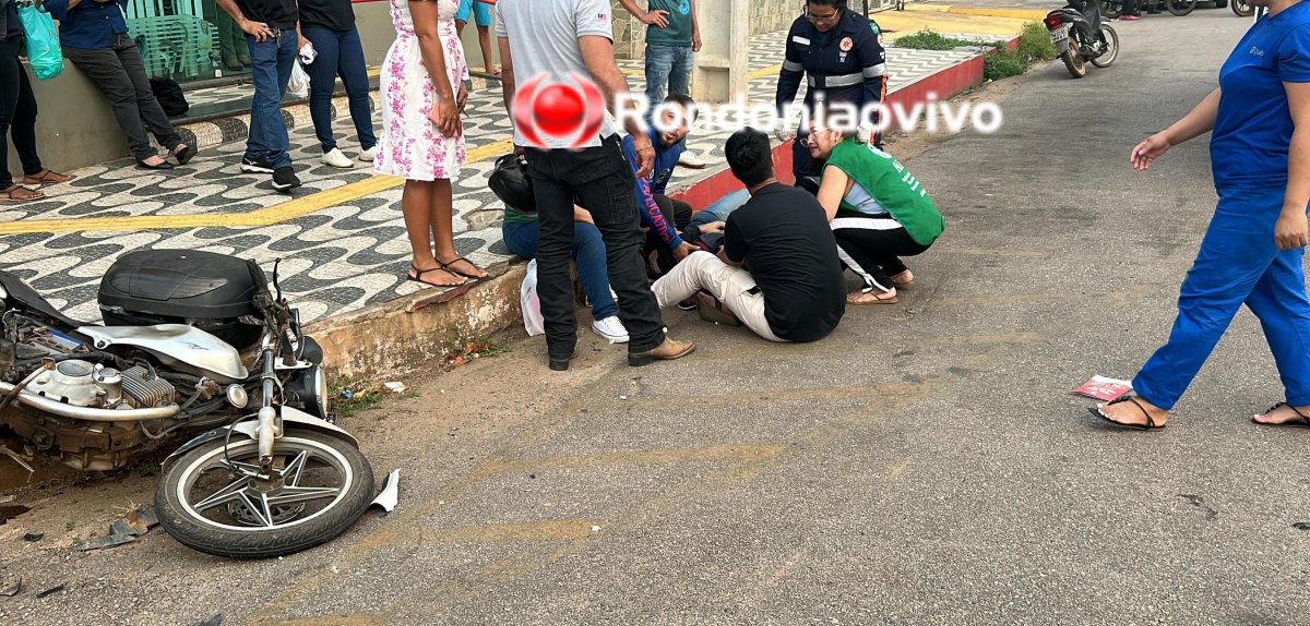 NO CENTRO: Motociclista é atropelado por caminhonete e fica em estado grave