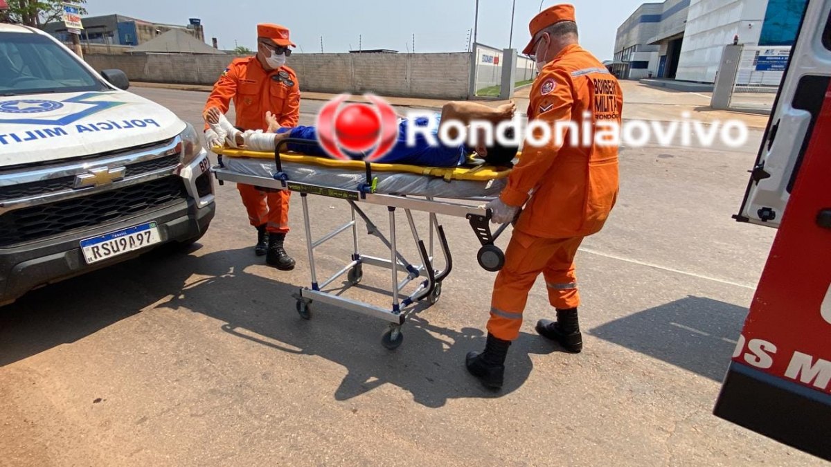 NA MAMORÉ: Dois motociclistas sofrem lesões após acidente na frente de distribuidora 