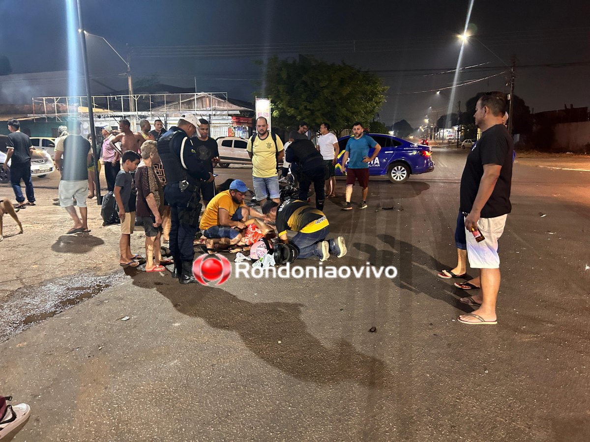 INCONSCIENTE: Mulher em moto fica em estado gravíssimo em acidente com S10