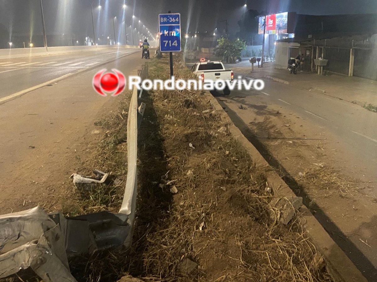 DESGOVERNADO: Motorista perde controle da direção e despenca com caminhonete da BR-364