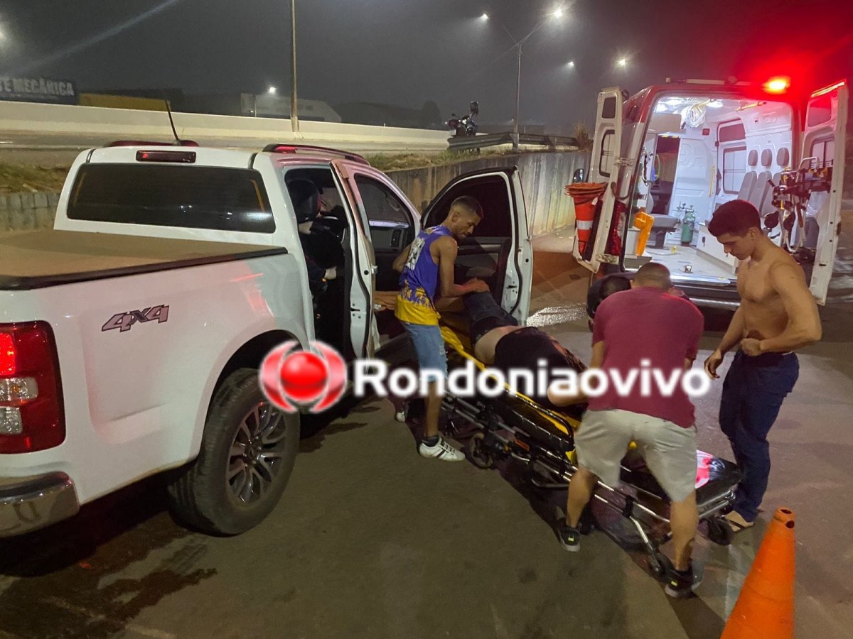 DESGOVERNADO: Motorista perde controle da direção e despenca com caminhonete da BR-364