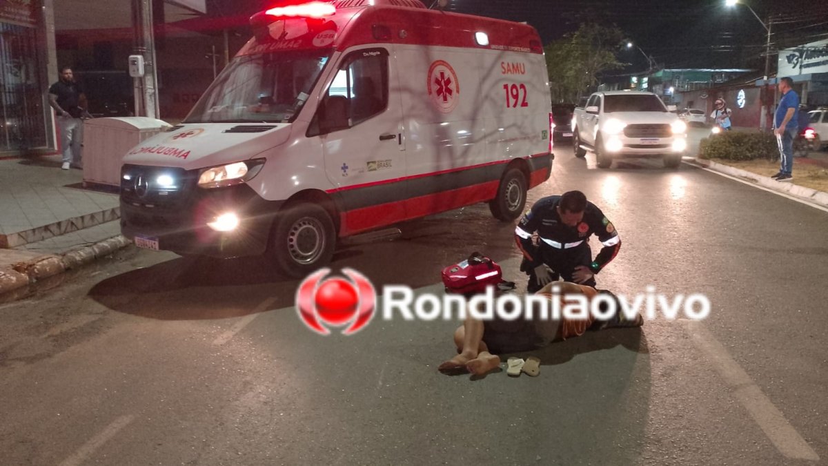 NA CAÚLA: Mulher é atropelada por motociclista e sofre várias lesões 
