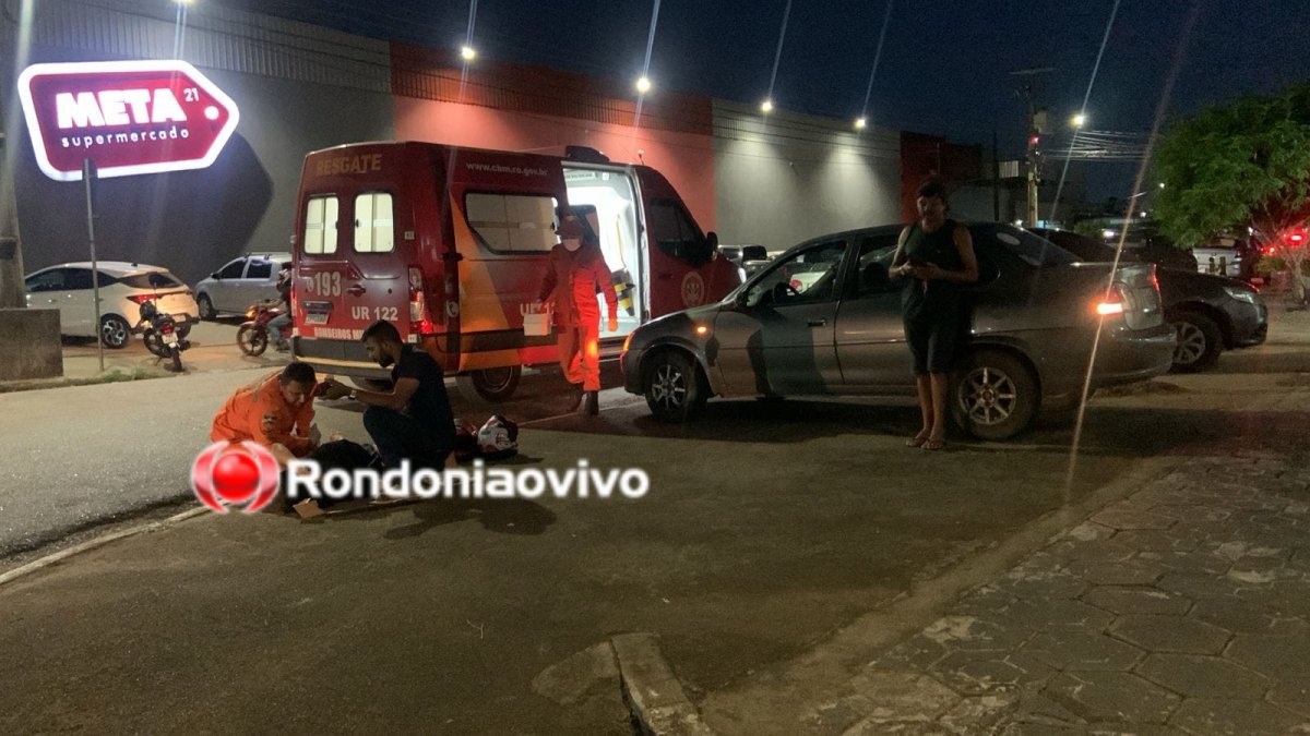 LESIONADA: Passageira de moto é socorrida pelos Bombeiros após acidente na Abunã 