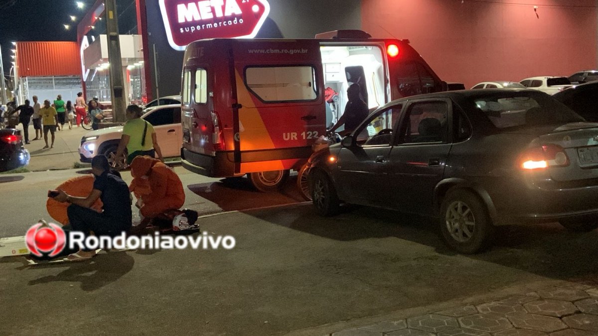 LESIONADA: Passageira de moto é socorrida pelos Bombeiros após acidente na Abunã 