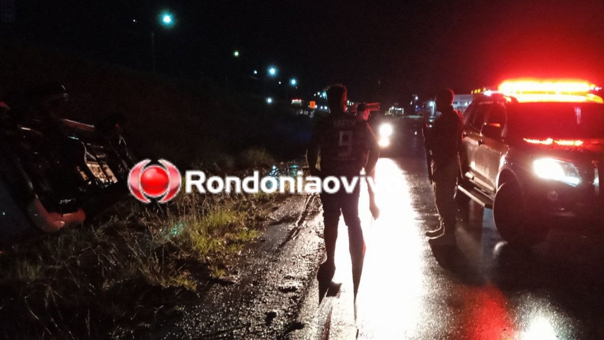 RUA DA BEIRA: Caminhonete capota após motorista perder controle da direção 