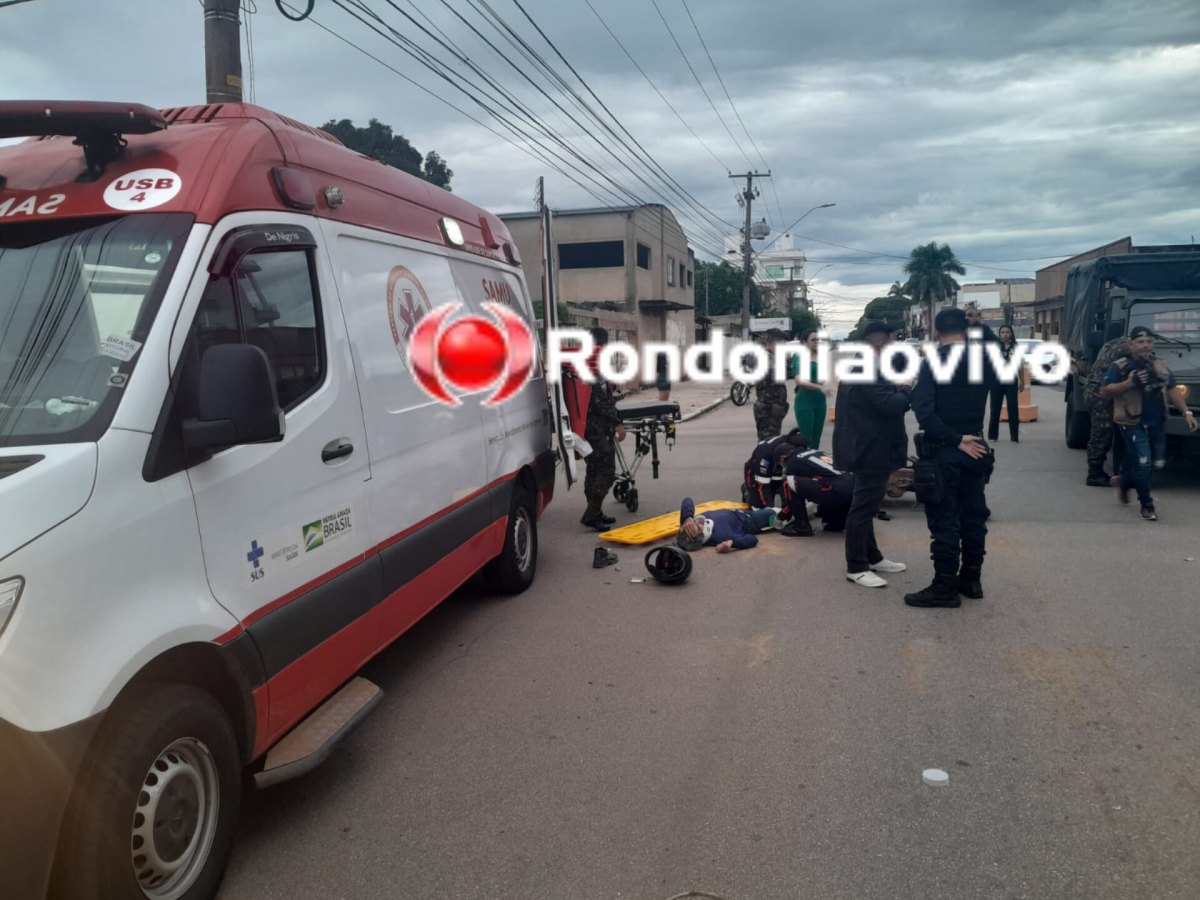 NA PINHEIRO: Viatura do Exército se envolve em acidente e motociclista sofre fratura 
