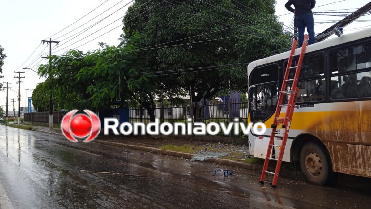 PERIGO: Ônibus desgovernado destrói poste na Avenida Imigrantes 