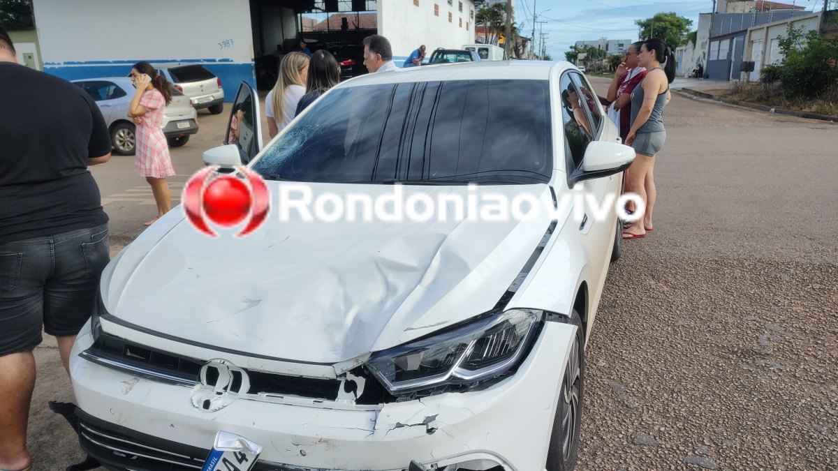 NO AGENOR: Mulher tem fratura exposta na perna após batida entre carro e moto