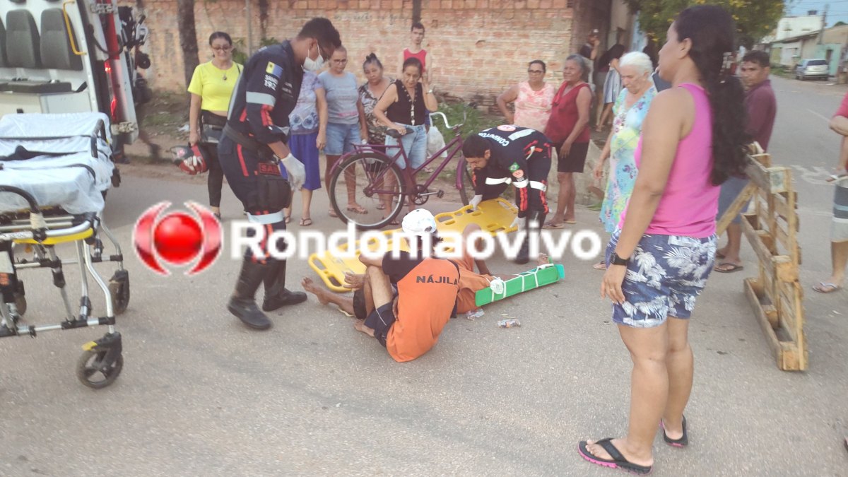 VÍDEO: Idosa tem fratura exposta e motociclista foge após atropelamento